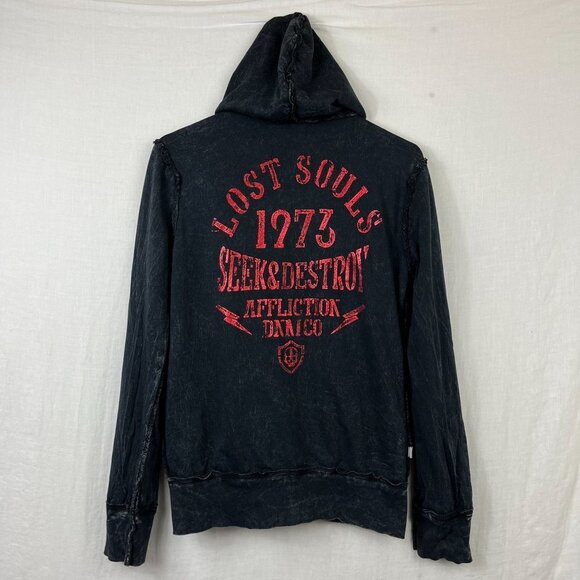 Affliction Reversible Lace Hoodie Full Zip Women S Metal Y2K Lost Souls American - Picture 5 of 16